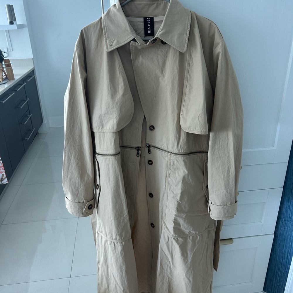 Tan Trench Coat Water-Resistant Relaxed Fit